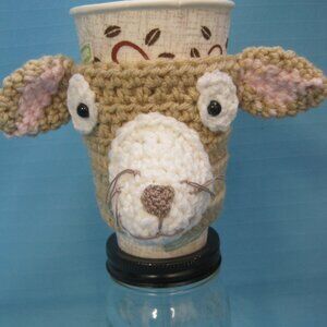 Chihuahua Mix Puppy Dog Crochet  Handmade Cup Cozy Holder Gifts by Bren